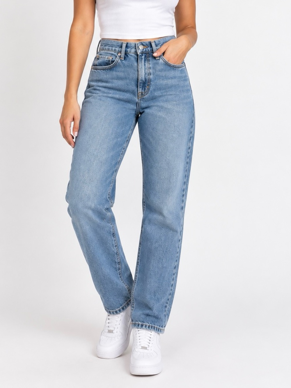 We The Free High-Rise Straight Leg Jeans - Light Blue